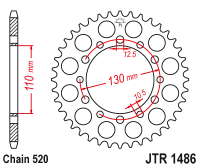 Zębatka Tylna JT JTR1486.44