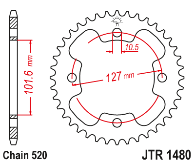 Zębatka Tylna JT JTR1480.37