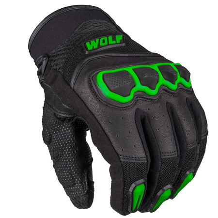 Rękawice Motocyklowe WOLF TAF skóra czarny zielony