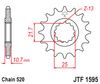 Zębatka Przednia JT JTF1595.16RB z Tłumikiem Drgań
