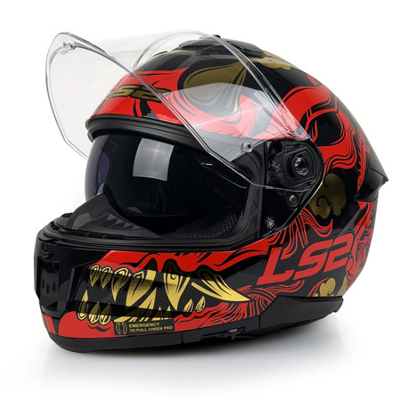 Kask Motocyklowy LS2 FF808 STREAM II DRAKO czarny czerwony