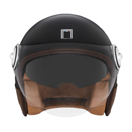Kask Otwarty Motocyklowy NOX NP105 HERITAGE LEATHER BLACK BROWN MATT