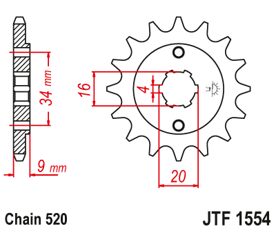 Zębatka Przednia JT JTF1554.14