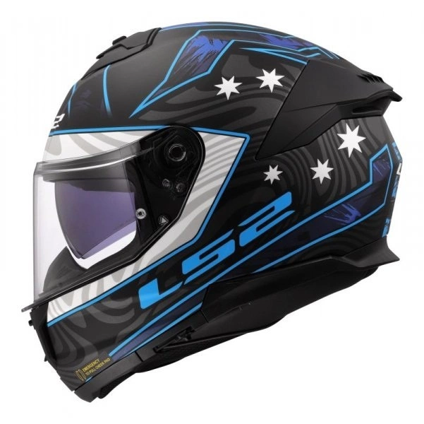 Kask Motocyklowy Integralny LS2 FF808 STREAM II GALDAM Czarny Niebieski