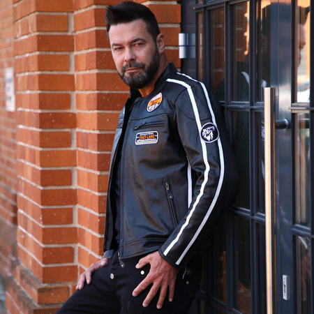 Męska Kurtka Motocyklowa Wolf Retro