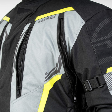 Męska Kurtka Motocyklowa Ozone Tour III Black Grey Fluo
