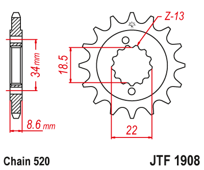 Zębatka Przednia JT JTF1908.15