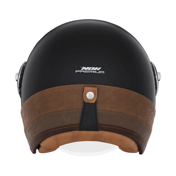 Kask otwarty motocyklowy NOX NP105 HERITAGE LEATHER Czarno-brązowy mat