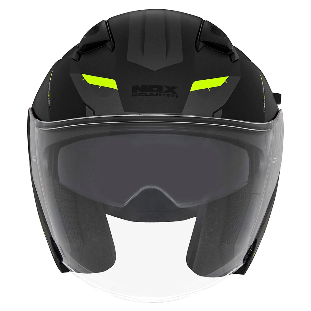 Kask otwarty motocyklowy NOX N130 KLINT Czarny fluo mat