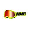 GOGLE 100 PROCENT CROSS/ENDURO STRATA 2 NEON ŻÓŁTY FLUO CZARNY SZYBA CZERWONE LUSTRO