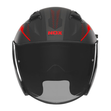 Kask Otwarty Motocyklowy NOX N130 MYST BLACK RED MATT