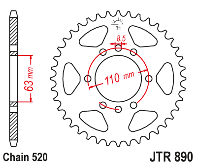 Zębatka Tylna JT JTR890.45ZBK