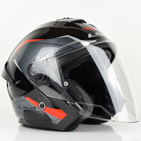 Kask Motocyklowy Otwarty LS2 OF618 VERSO II SOLID BLACK RED MATT