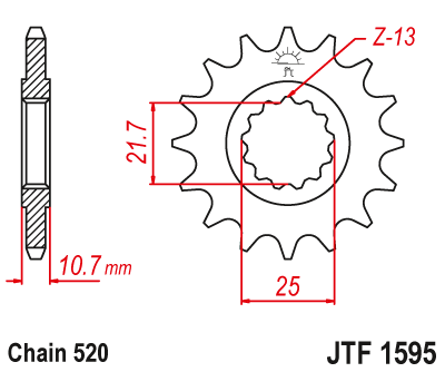 Zębatka Przednia JT JTF1595.16RB z Tłumikiem Drgań