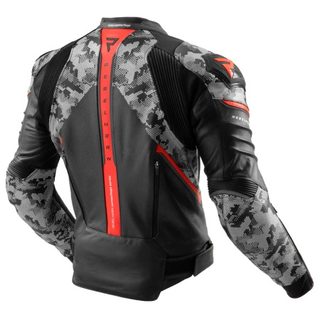 Kurtka Skórzana Motocyklowa REBELHORN VELOCE CAMO BLACK GREY RED