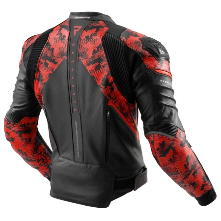 Kurtka Skórzana Motocyklowa REBELHORN VELOCE CAMO BLACK FLUO RED