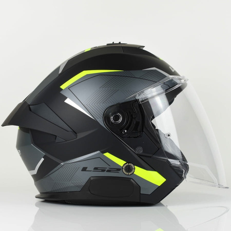 Kask Motocyklowy Otwarty LS2 OF618 VERSO II SOLID BLACK H-V YELLOW