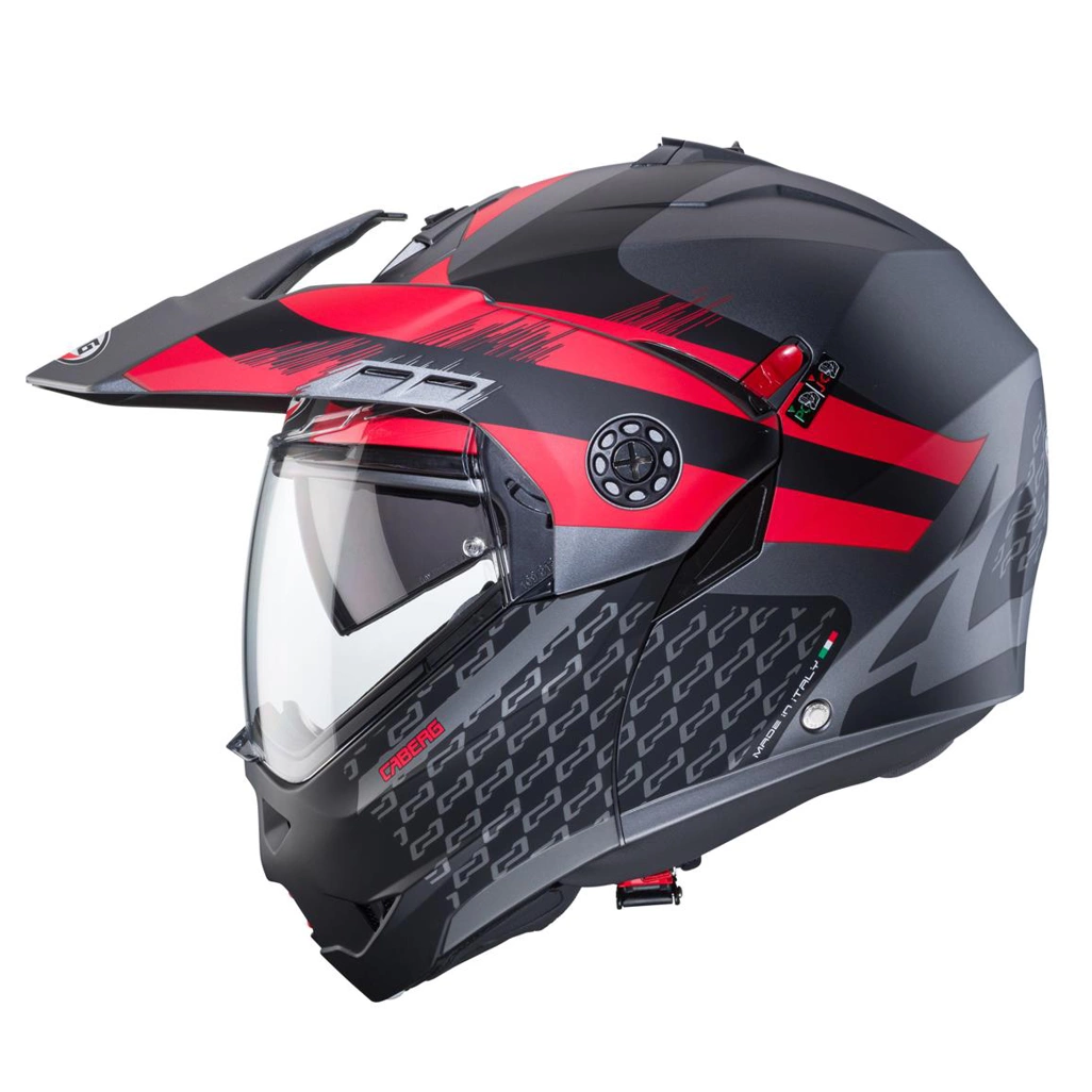 Kask szczękowy motocyklowy CABERG FLIP-UP ENDURO TOURMAX X SARABE Szaro-czarno-czerwony