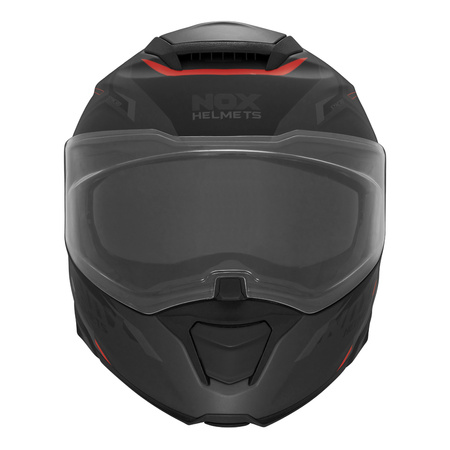 Kask Szczękowy Motocyklowy NOX FLIP-UP N967 SYNCHRO BLACK GREY RED