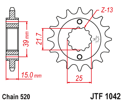 Zębatka Przednia JT JTF1042.15