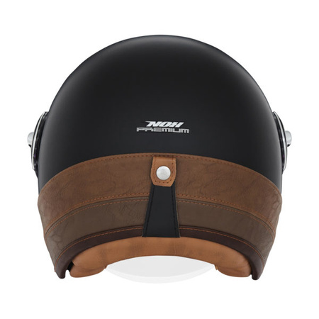 Kask Otwarty Motocyklowy NOX NP105 HERITAGE LEATHER BLACK BROWN MATT
