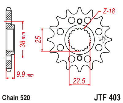 Zębatka Przednia JT JTF403.15
