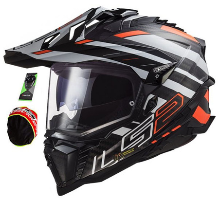 Kask Motocyklowy Enduro LS2 MX701 EXPLORER EDGE CARBON BLACK ORANGE