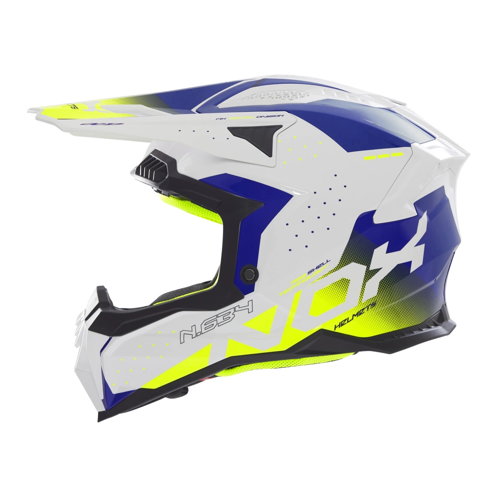 Kask off-roadowy motocyklowy NOX N634 GRADIANT Biało-niebiesko-żółty