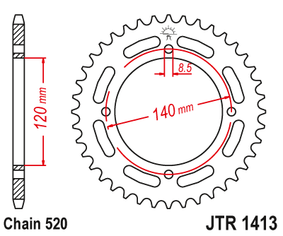 Zębatka Tylna JT JTR1413.39