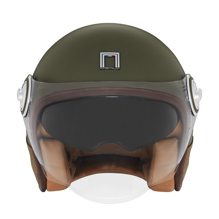 Kask Otwarty Motocyklowy NOX NP105 HERITAGE LEATHER KHAKI BROWN