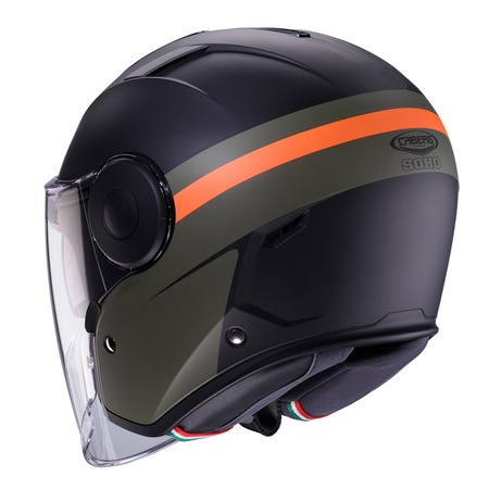 Kask Otwarty Motocyklowy CABERG JET SOHO ZEPHYR BLACK GREEN ORANGE