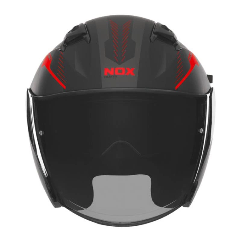 Kask otwarty motocyklowy NOX N130 MYST Czarno-czerwony mat