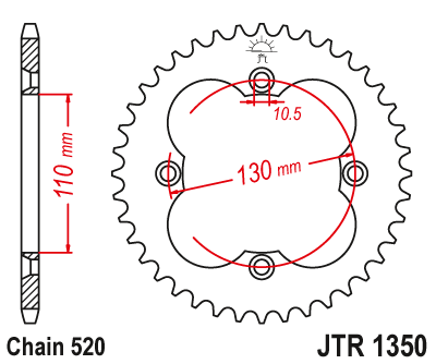 Zębatka Tylna JT JTR1350.39