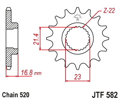Zębatka Przednia JT JTF582.16RB z Tłumikiem Drgań
