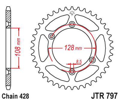 Zębatka Tylna JT JTR797.57