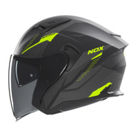 Kask Otwarty Motocyklowy NOX N130 MYST BLACK YELLOW MATT