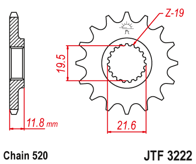 Zębatka Przednia JT JTF3222.12