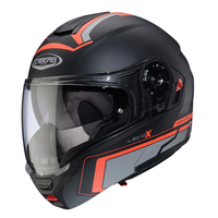Kask Szczękowy Motocyklowy CABERG FLIP-UP LEVO X ELITE BLACK GREY RED