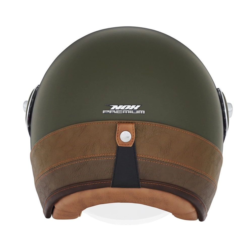Kask otwarty motocyklowy NOX NP105 HERITAGE LEATHER Khaki-brązowy