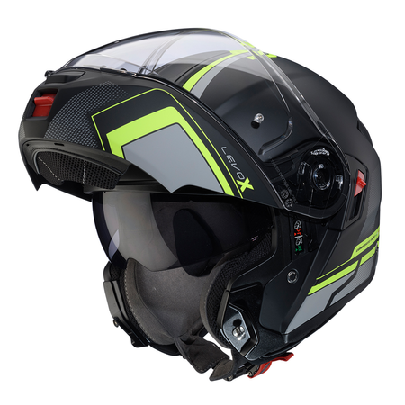 Kask Szczękowy Motocyklowy CABERG FLIP-UP LEVO X ELITE BLACK GREY YELLOW