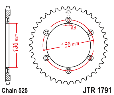 Zębatka Tylna JT JTR1791.43