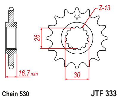 Zębatka Przednia JT JTF333.16RB z Tłumikiem Drgań