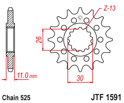Zębatka Przednia JT JTF1591.16RB z Tłumikiem Drgań