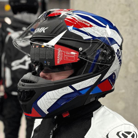 Kask Szczękowy SMK GULLWING NAVIGATOR biały czerwony niebieski