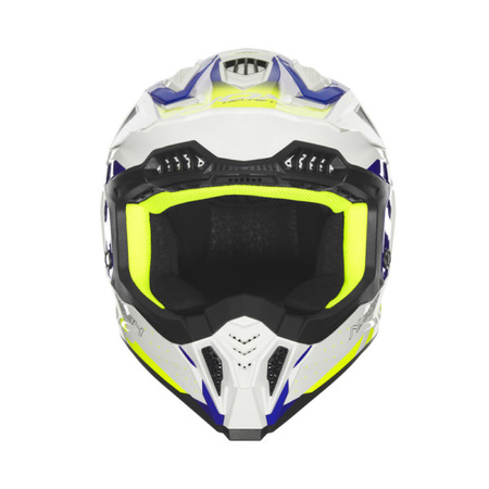 Kask Off-roadowy Motocyklowy NOX N634 GRADIANT WHITE BLUE YELLOW