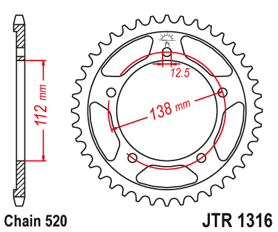 Zębatka Tylna JT JTR1316.41