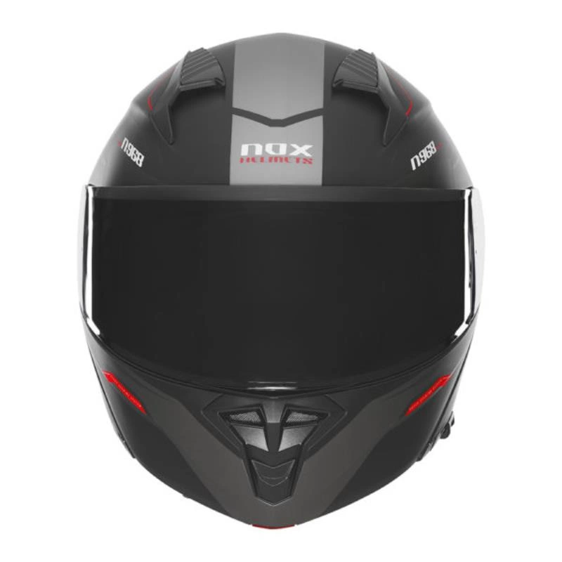 Kask szczękowy motocyklowy NOX N968 ULTRA Czarno-czerwony mat