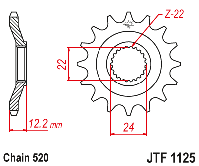 Zębatka Przednia JT JTF1125.17