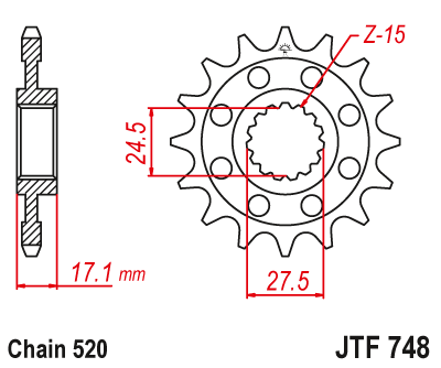 Zębatka Przednia JT JTF748.15
