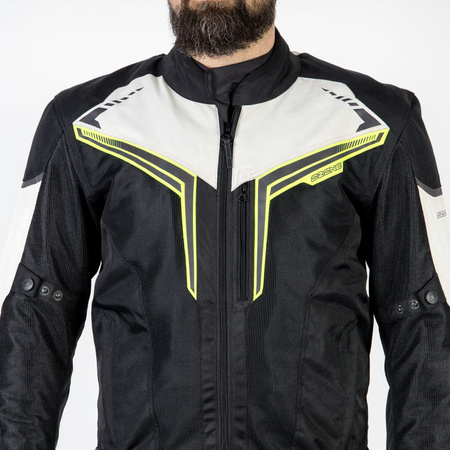 Męska Kurtka Motocyklowa Ozone Flow Black Grey Fluo